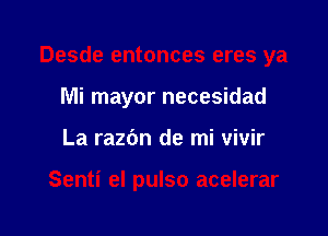 Mi mayor necesidad

La razbn de mi vivir