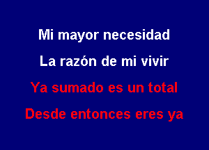 Mi mayor necesidad

La razbn de mi vivir