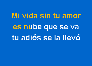 Mi Vida sin tu amor
es nube que se va

tu adids se la llev6