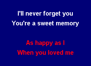 I'll never forget you

You're a sweet memory