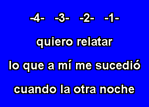 quiero relatar

lo que a mi me sucedi6

cuando la otra noche