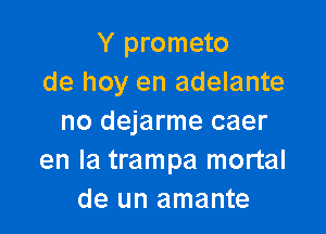 Y prometo
de hoy en adelante

no dejarme caer
en la trampa mortal
de un amante