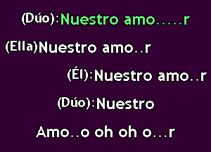 (Dl'IO)INuestro amo ..... r

(Ella)Nuestro amo..r

(EDINuestro amo..r

(060)2Nuestro

Amo..o oh oh o...r