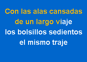 Con las alas cansadas
de un largo viaje

los bolsillos sedientos
el mismo traje