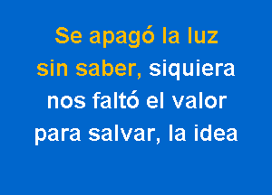 Se apagc') la luz
sin saber, siquiera

nos faltc') el valor
para salvar, la idea