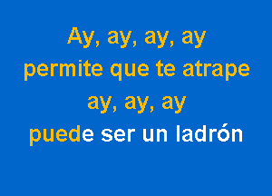 Ay, ay, ay, ay
permite que te atrape

ay, ay, ay
puede ser un ladr6n