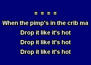 When the pimp's in the crib ma

Drop it like it's hot
Drop it like it's hot
Drop it like it's hot
