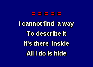 I cannot find a way

To describe it
It's there inside
All I do is hide