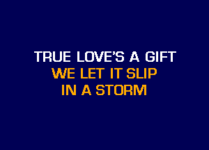 TRUE LOVE'S A GIFT
WE LET IT SLIP

IN A STORM