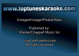 www.toptuneskaraokemm

Kroegen'KtoegerIPeakeMdair

Pubhshed by
WarnerlChappell Musm Inc

Used With permussmn
All flghIS reserved