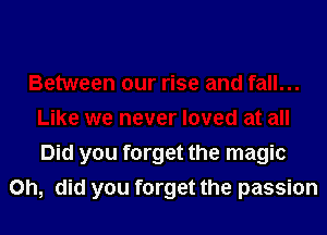 Did you forget the magic
Oh, did you forget the passion